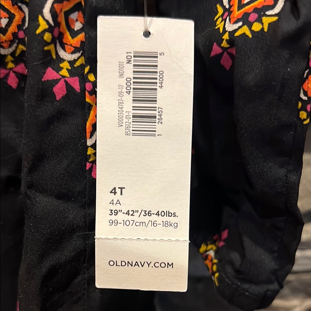 Old Navy Black and Pink Graphic Tunic Dress with Mandarin Collar - Picture 3 of 9